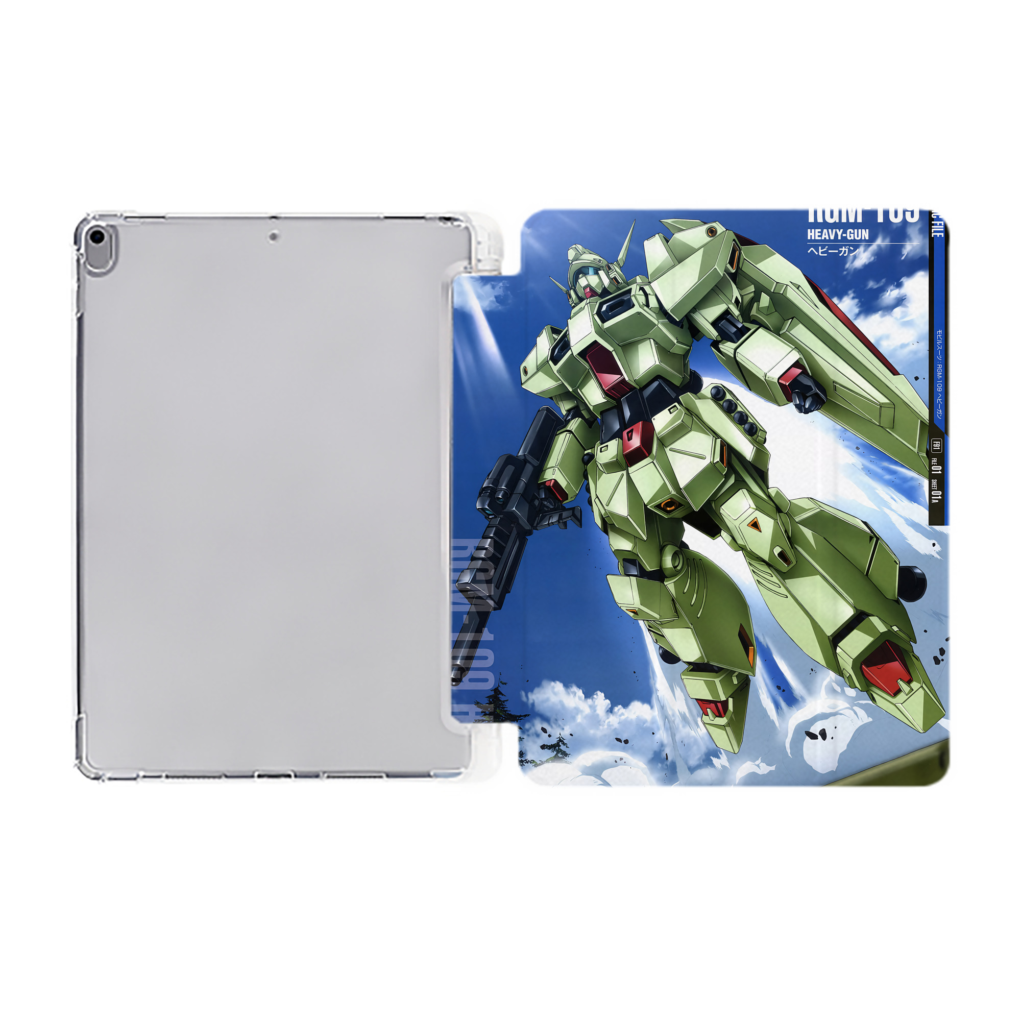 （画像用） 機動戦士ガンダム Mobile Suit Gundam IPad ケース ペン収納付き 三つ折りスタンド PUレザー×シリコン 対応機種9.5/10.5/10.9インチ